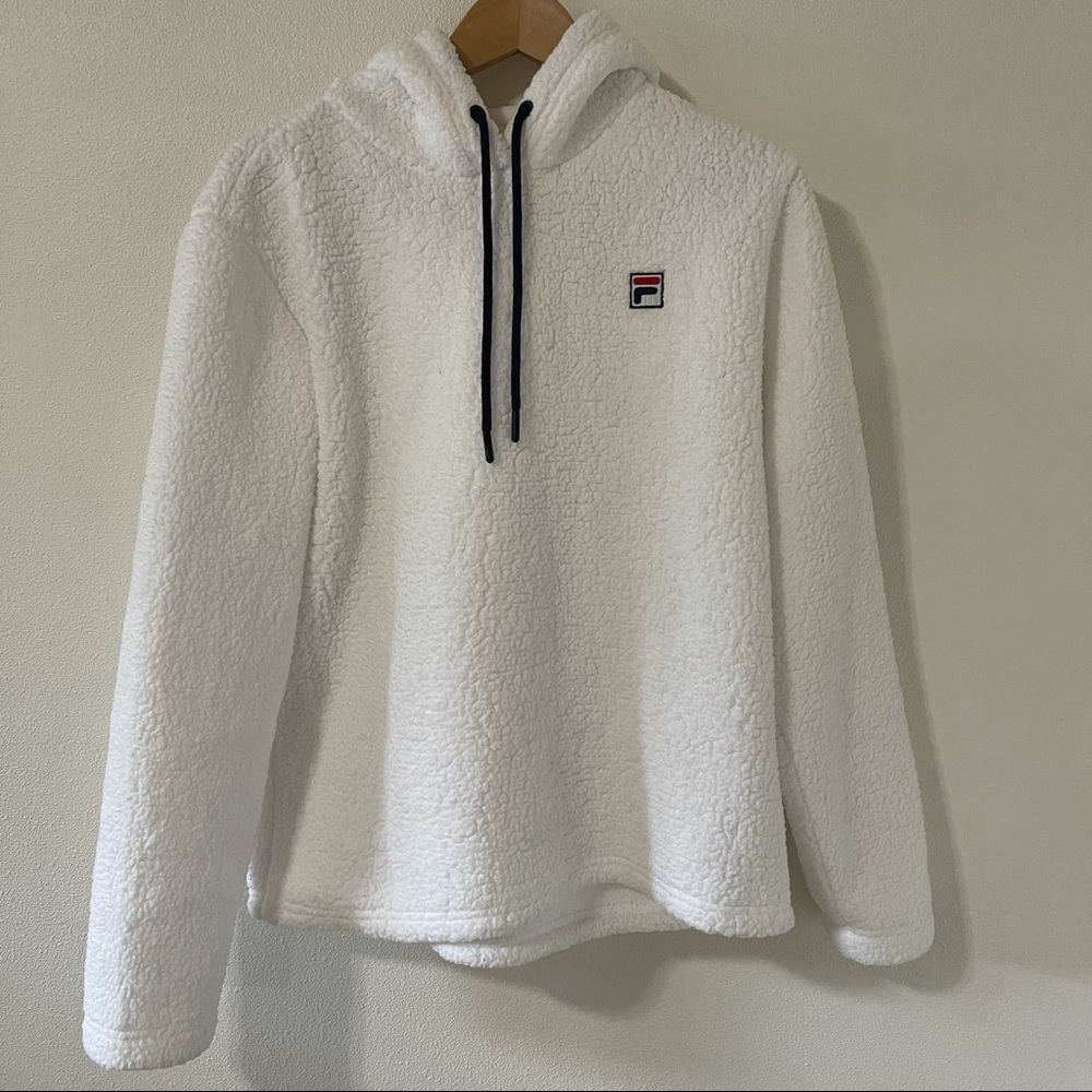 FILA White Sherpa Josephine Hoodie-Large - Picture 2 of 12